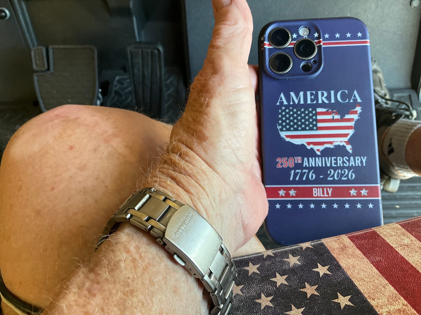 Customer photo review of Personalized Family Name America 250th Anniversary Phone Case