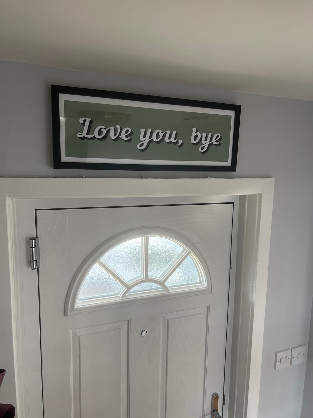 Customer photo review of Love you, bye Framed Print
