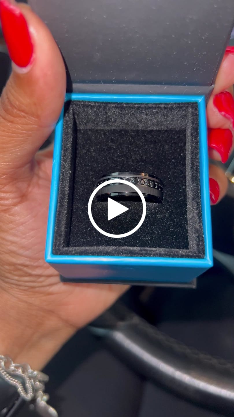 Customer video review of 8mm Black Titanium Wedding Ring with Round Black Diamonds