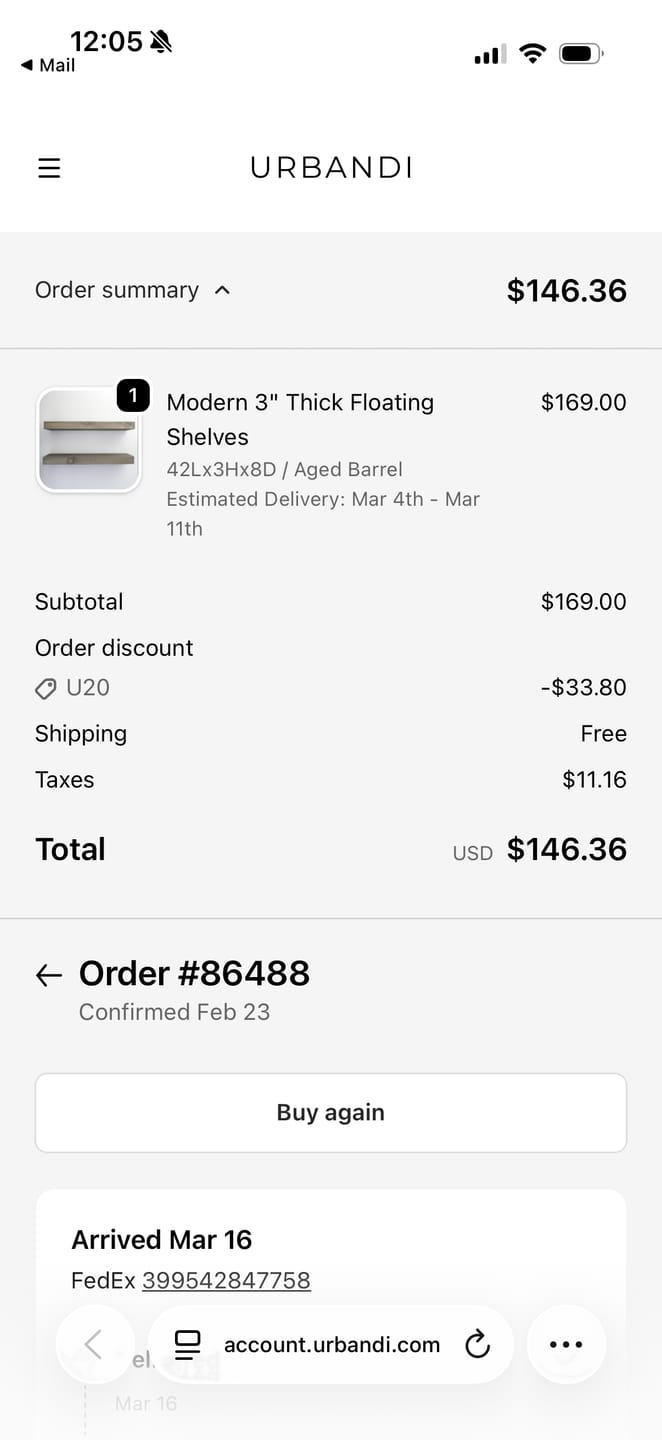 Customer photo review of Modern 3" Thick Floating Shelves