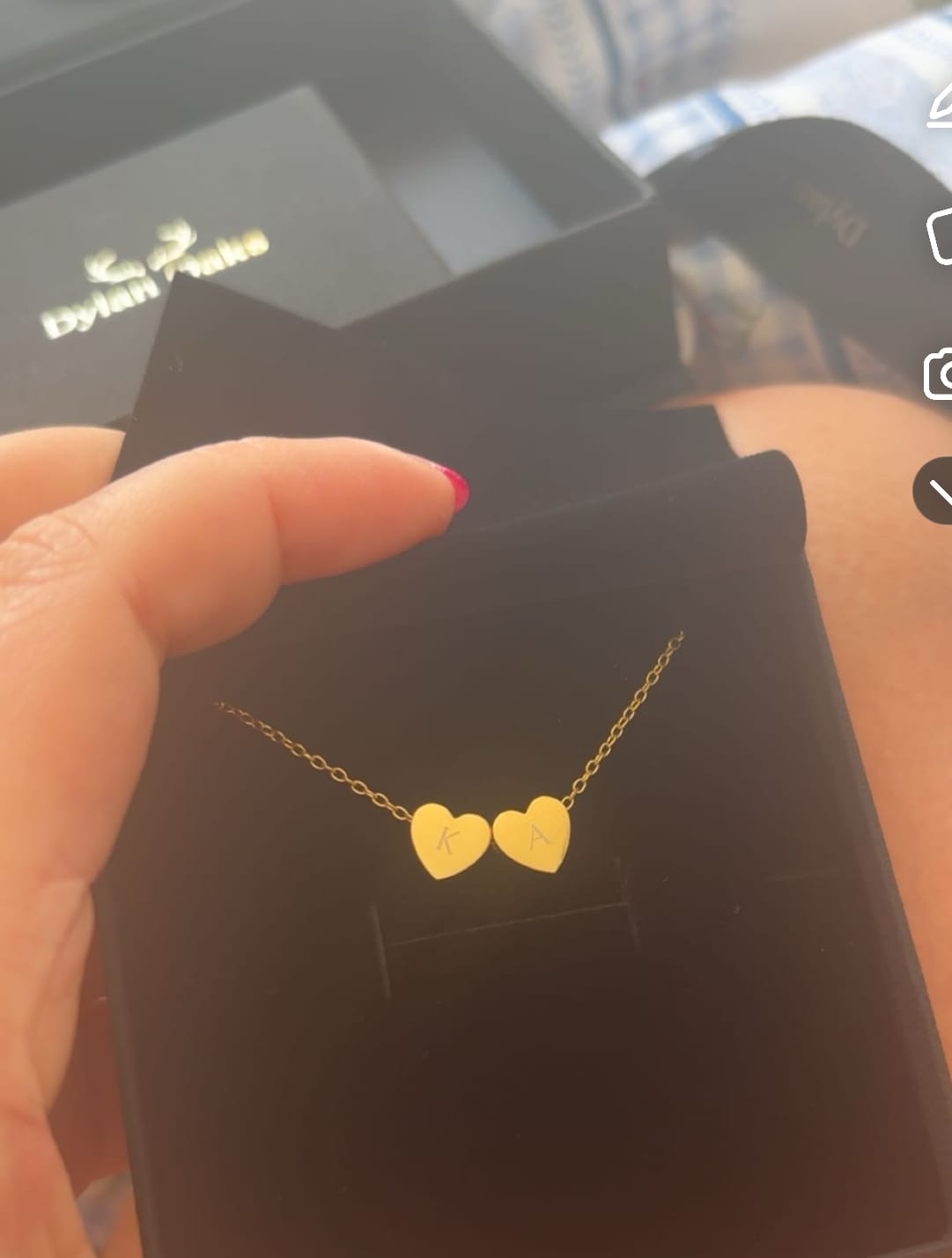 Customer photo review of Amo Heart Double Bead Necklace in Gold