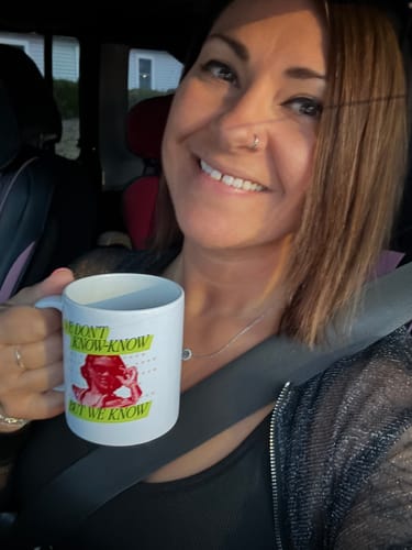 Customer photo review of We Know Neon Mug