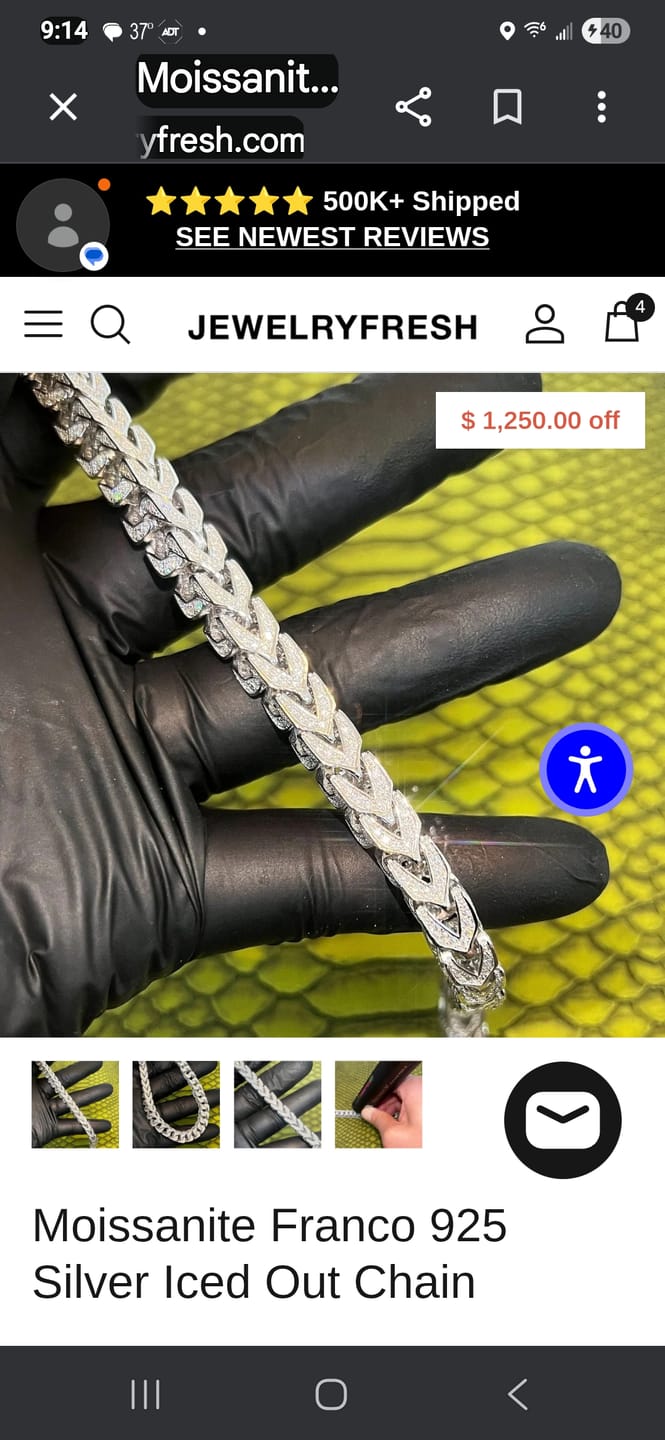 Customer photo review of Moissanite Franco 925 Silver Iced Out Chain