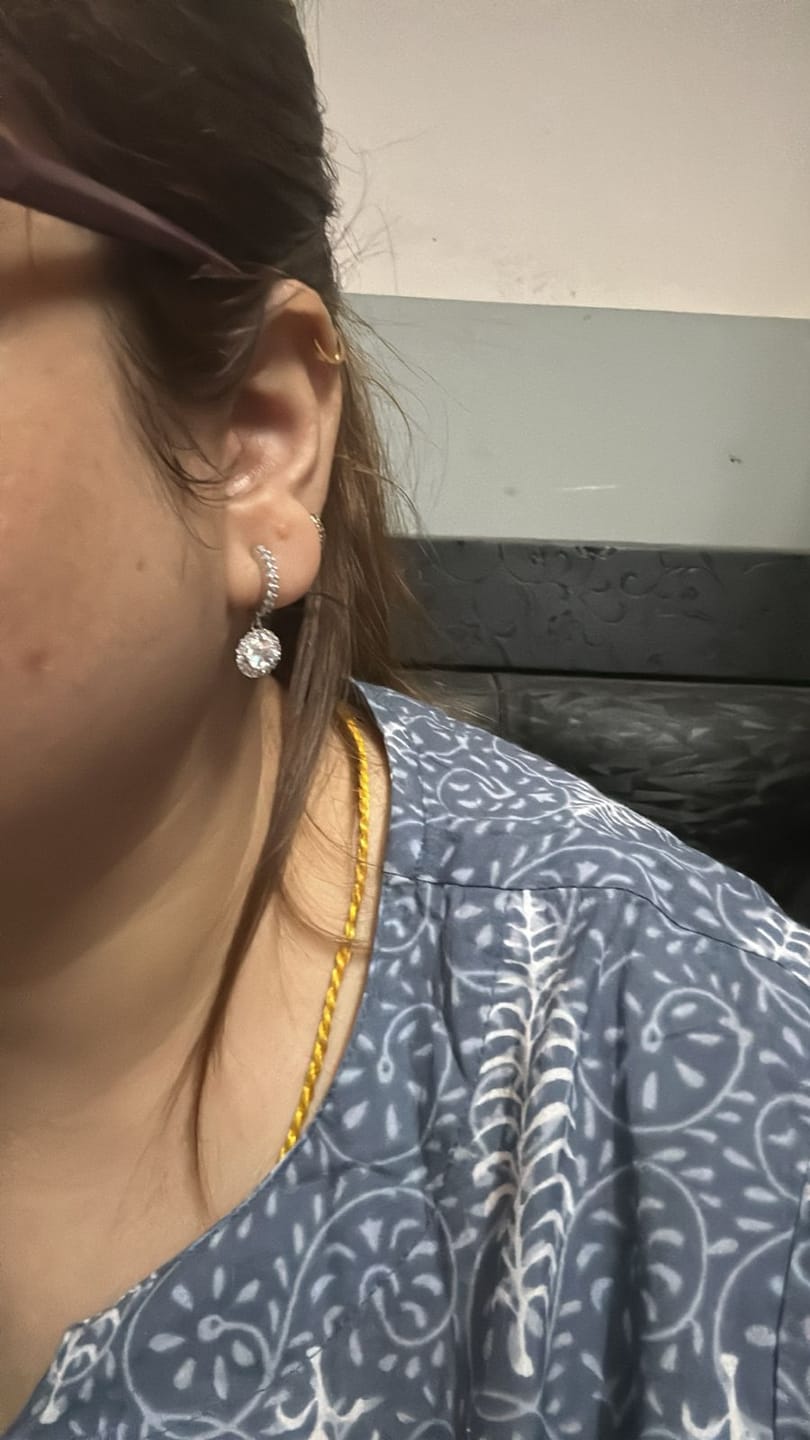 Customer photo review of Silver Zircon Drizzle Drop Earrings