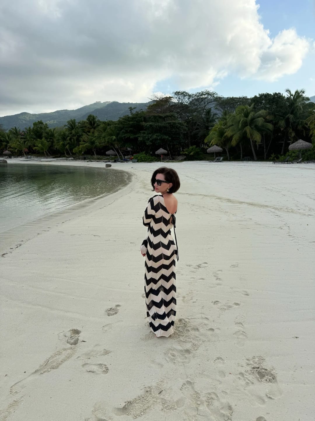 Customer photo review of Aimee Striped Knit Long Sleeve Maxi Dress
