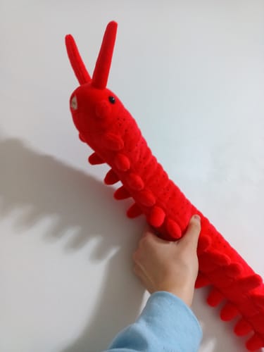 Customer photo review of Lifelike Velvet Worm Plush Toy – Soft and Unique Invertebrate Stuffed Animal