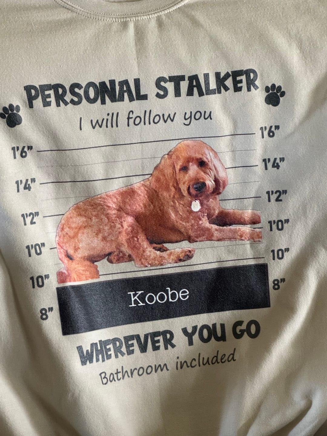Customer photo review of Personalized Stalker Mugshot Sweatshirt