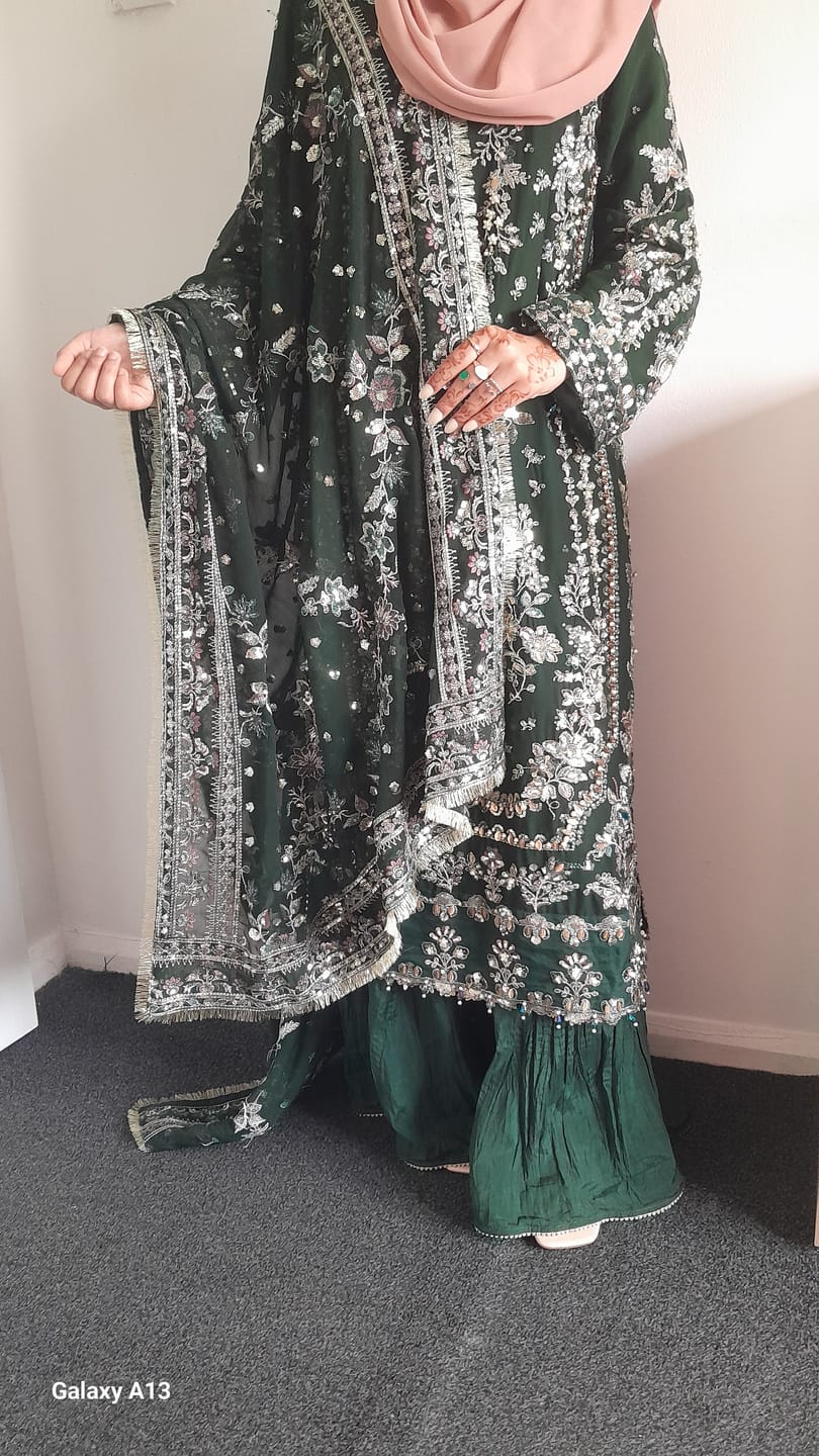 Customer photo review of UJ1001 JAAN CHIFFON SHARARAH SUIT 2026