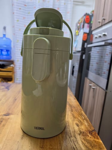 Customer photo review of TERMO SIFÓN DE VIDRIO SPLASH FREE VERDE 2,2 LT