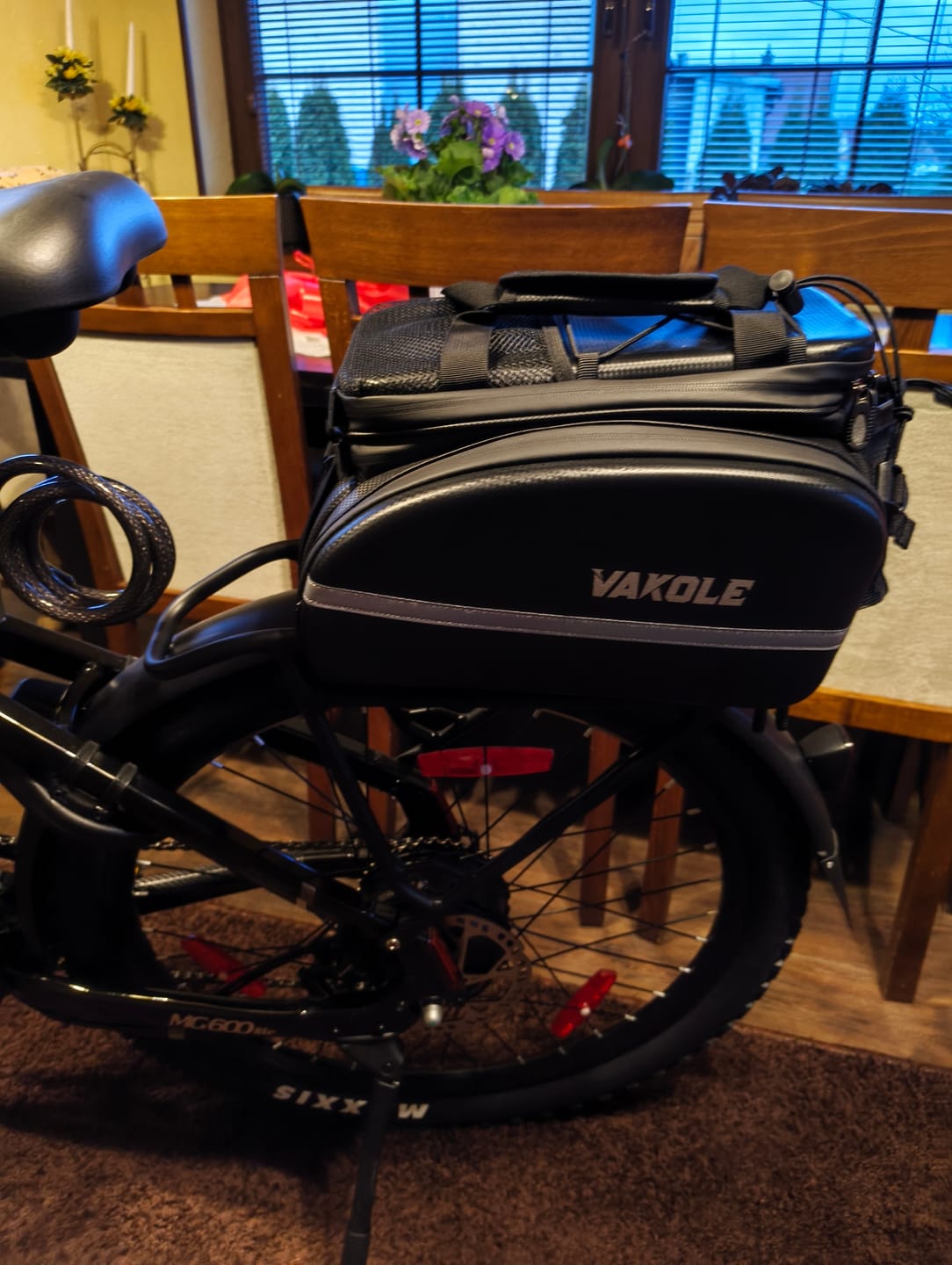 Customer photo review of Vakole Waterproof Bike Rack Bag With Large Capacity (17-35L)