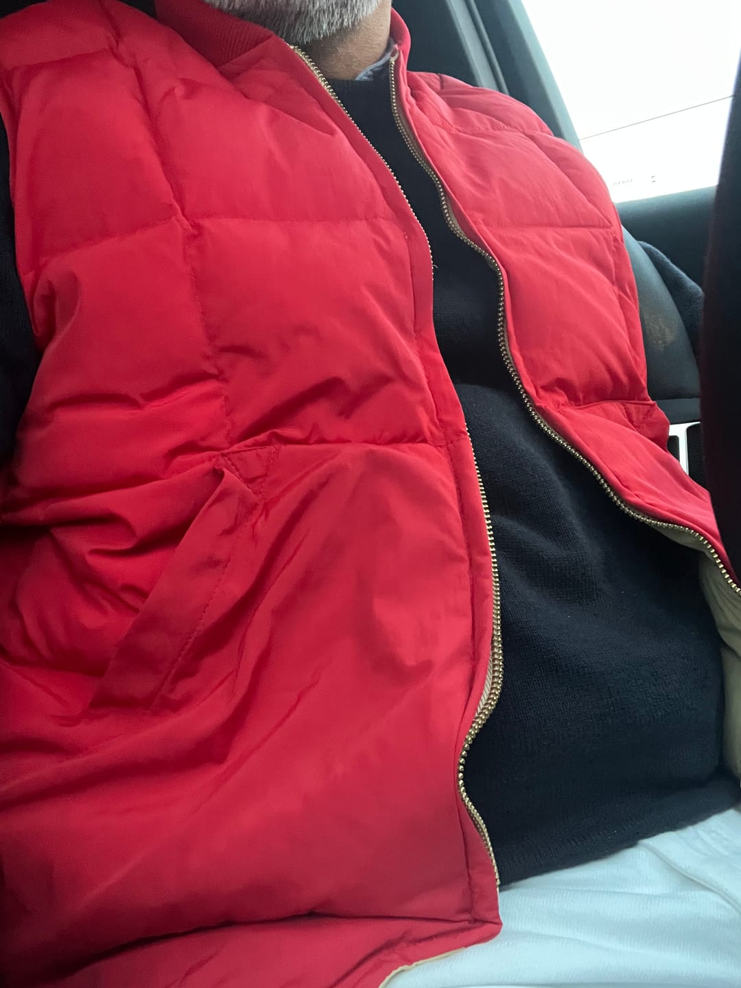 Customer photo review of Chesapeake's Down Vest Seattle Rescue Red