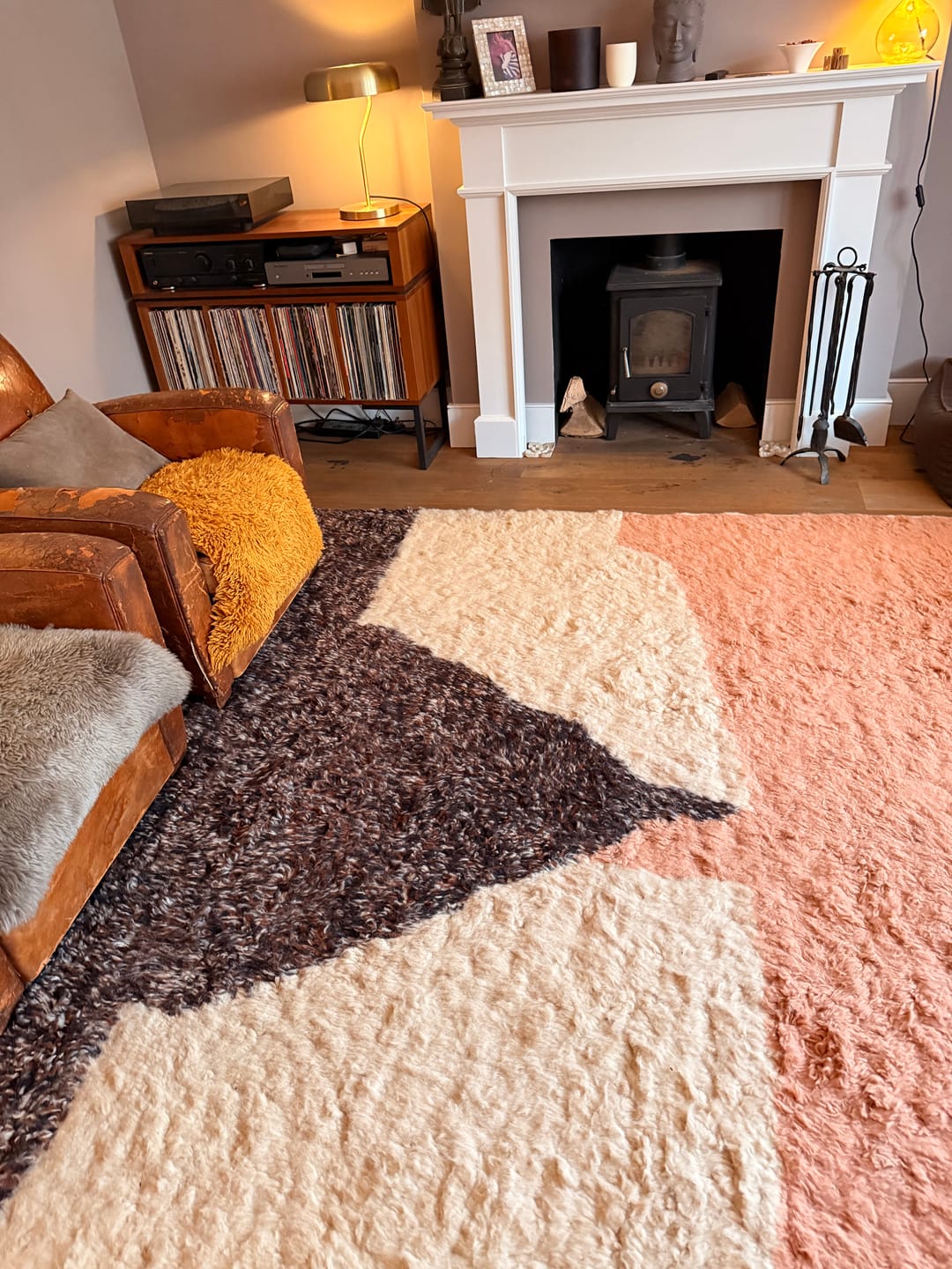 Customer photo review of Sunset Mountain Abstract Beni Mrirt Rug in Rose and Earth Tones
