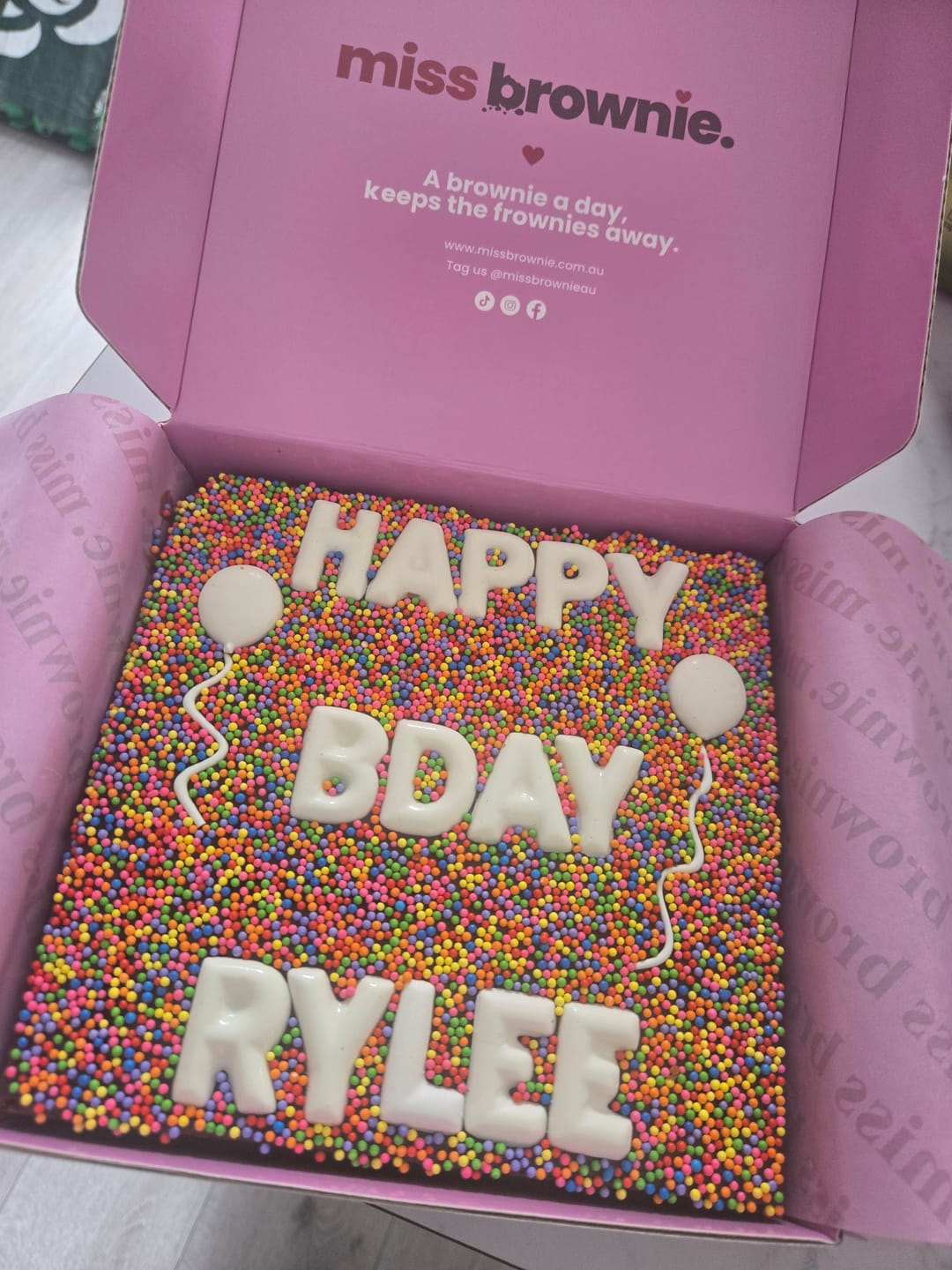 Customer photo review of Birthday Brownie · Mini