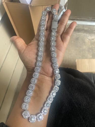 Customer photo review of Iced Out Chains for Men Moissanite Tennis Necklaces