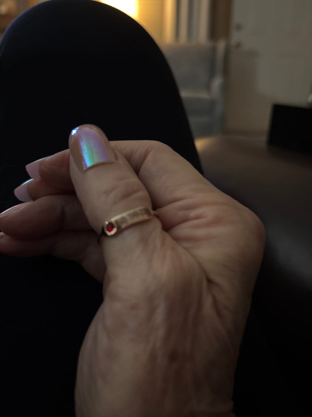 Customer photo review of For Memorial - Personalized Birthstone Name Memorial Ring
