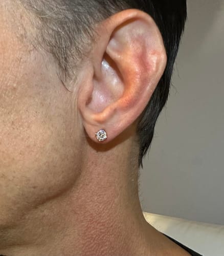 Customer photo review of GL Classic Solitaire  Moissanite Earrings