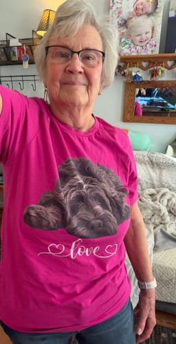 Customer photo review of Chocolate Doodle Heart T-Shirt