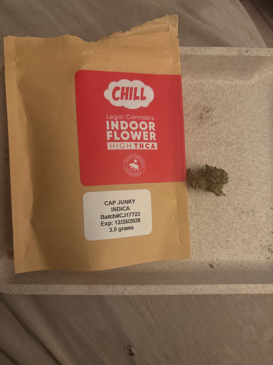 Customer photo review of Cap Junky Flower – Indica – THCA