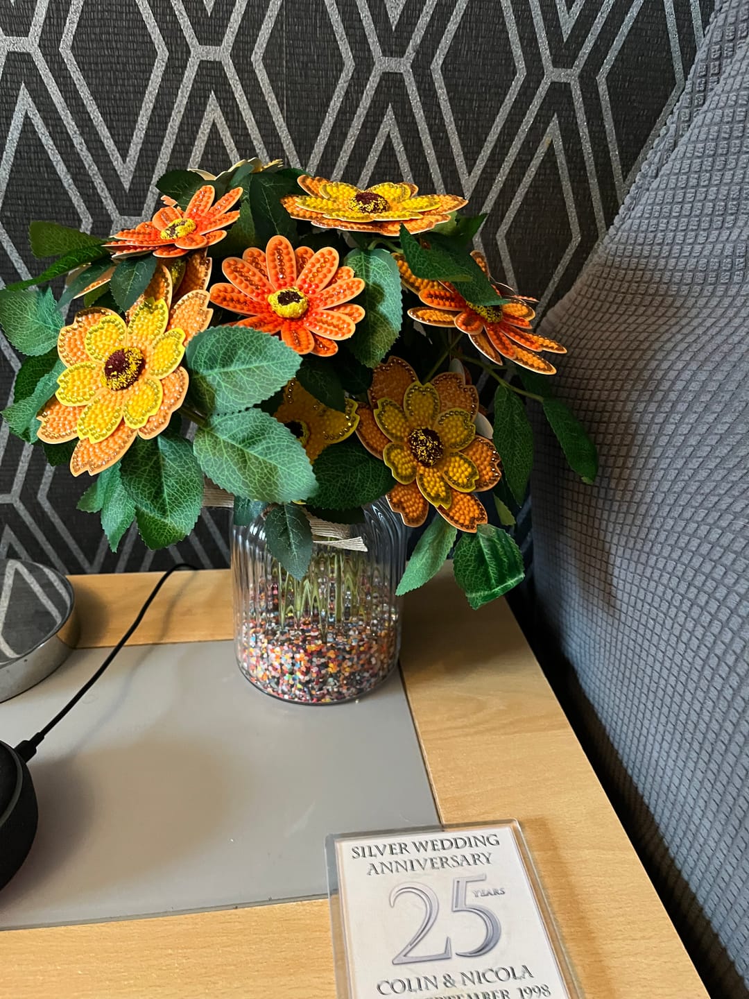 Customer photo review of Yellow / Orange Crystal Art 3D Flower Kit