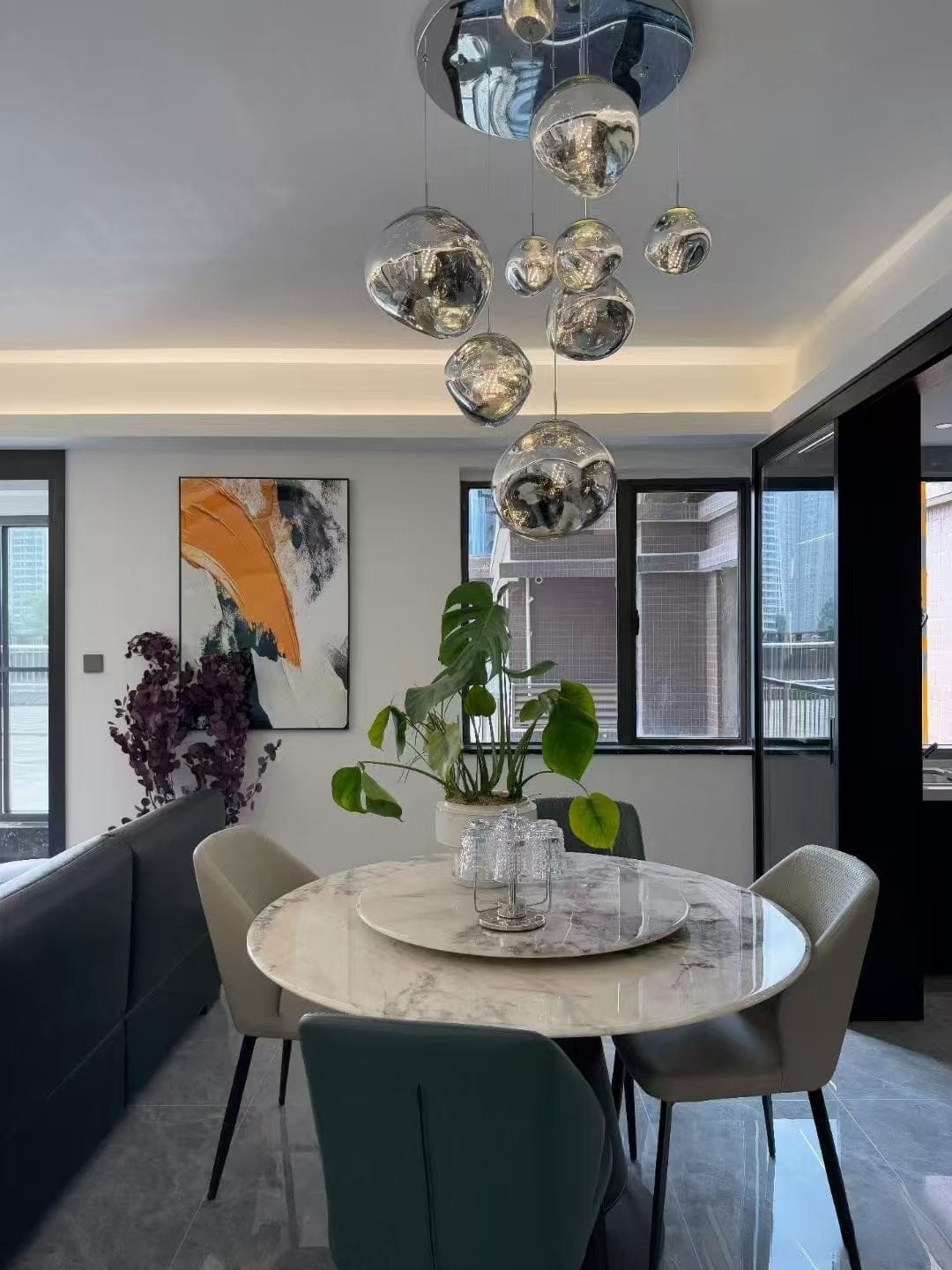 Customer photo review of Tambora Lava Pendant Light(MixedSizes), Bulb Version