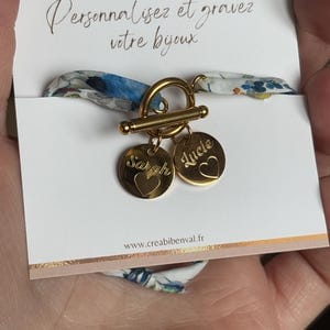 Customer photo review of Bracelet liberty fermoir en T personnalisé médaille gravée