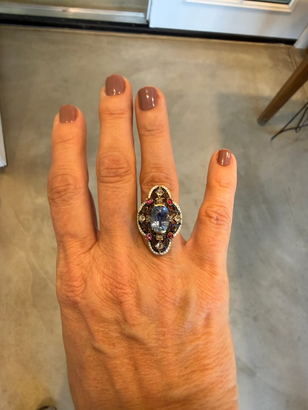 Customer photo review of 4.86ctw Victorian Revival Sapphire Dinner Ring