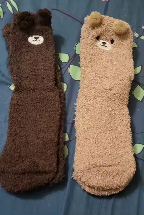 Customer photo review of Teddy Bear Fuzzy Socks Pack
