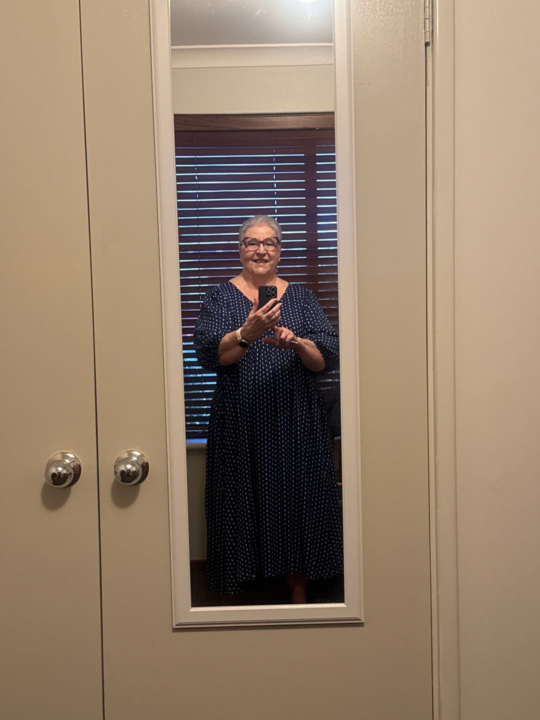 Customer photo review of Ariana Midi Dress in Navy