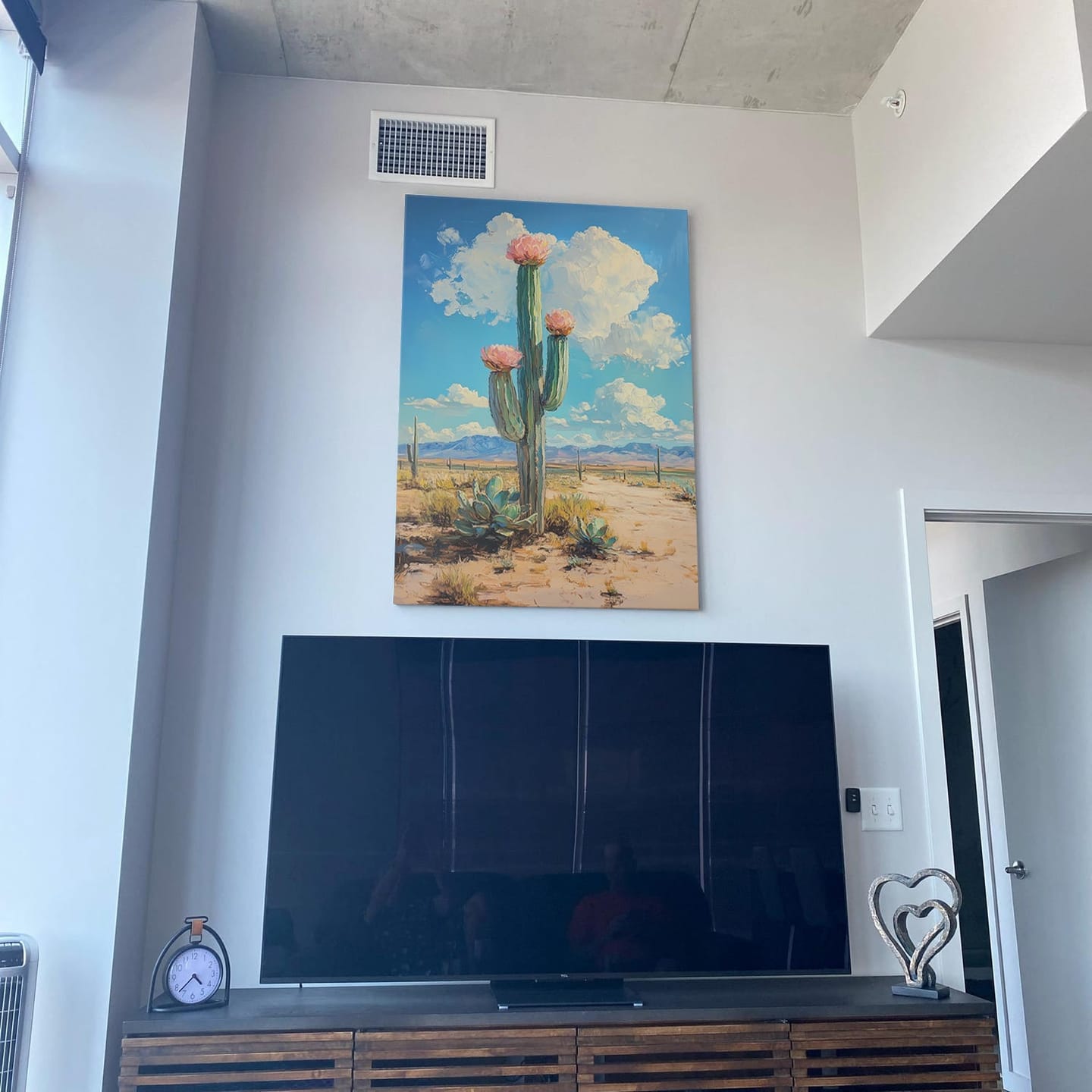 Customer photo review of Cactus Painting, Pastel Lemon Clouds Over The Sky, Canvas Prints Wall Art