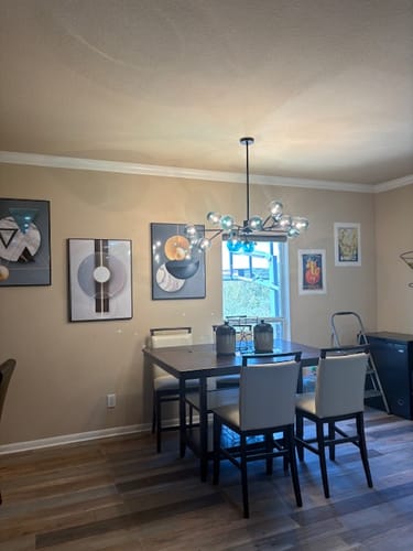 Customer photo review of 15-Light Branch Blue Glass Globe Bubble Chandelier