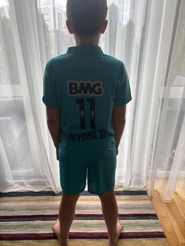 Customer photo review of Neymar JR Santos FC 2011 2012 Retro Blue Green Turquoise Kids Kit Jersey KinderTrikot Soccer Shirt