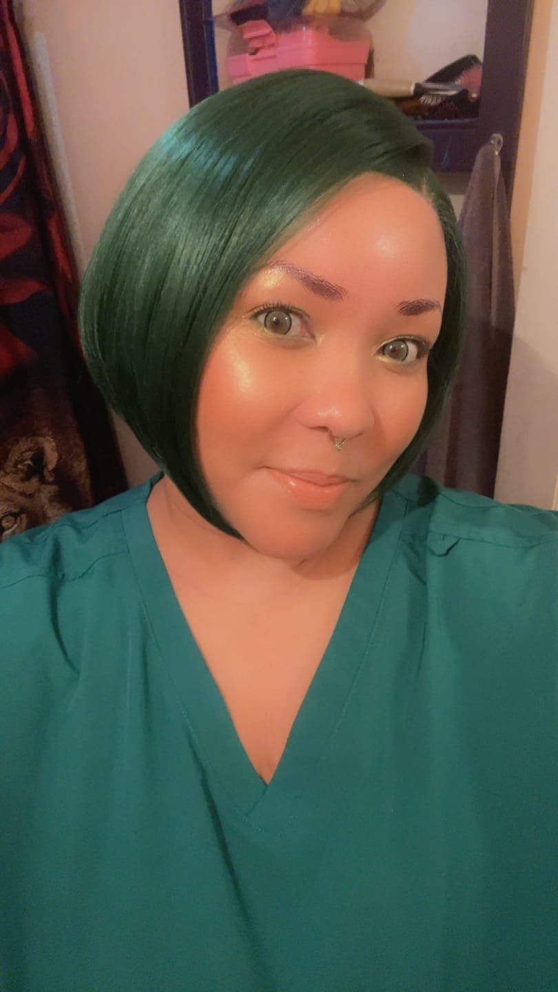 Customer photo review of Sensationnel Butta Lace Chic Bob Glueless 5" HD Deep Parting Lace Front Wig - BOB UNIT 3