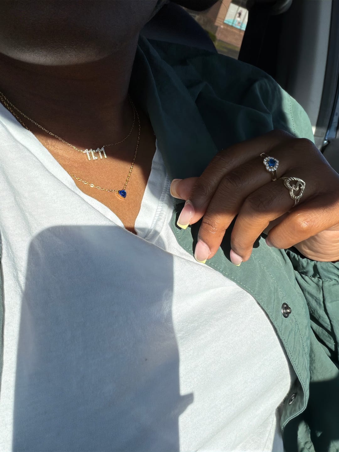 Customer photo review of Heart Birthstone Necklace