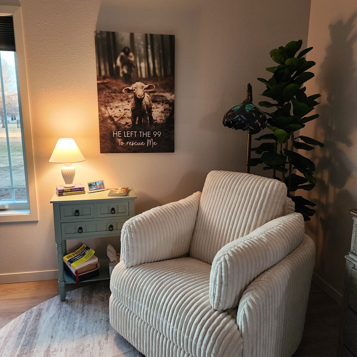 Customer photo review of He Left the 99 to Rescue Me, Jesus and Lost Sheep, Wall Art Canvas