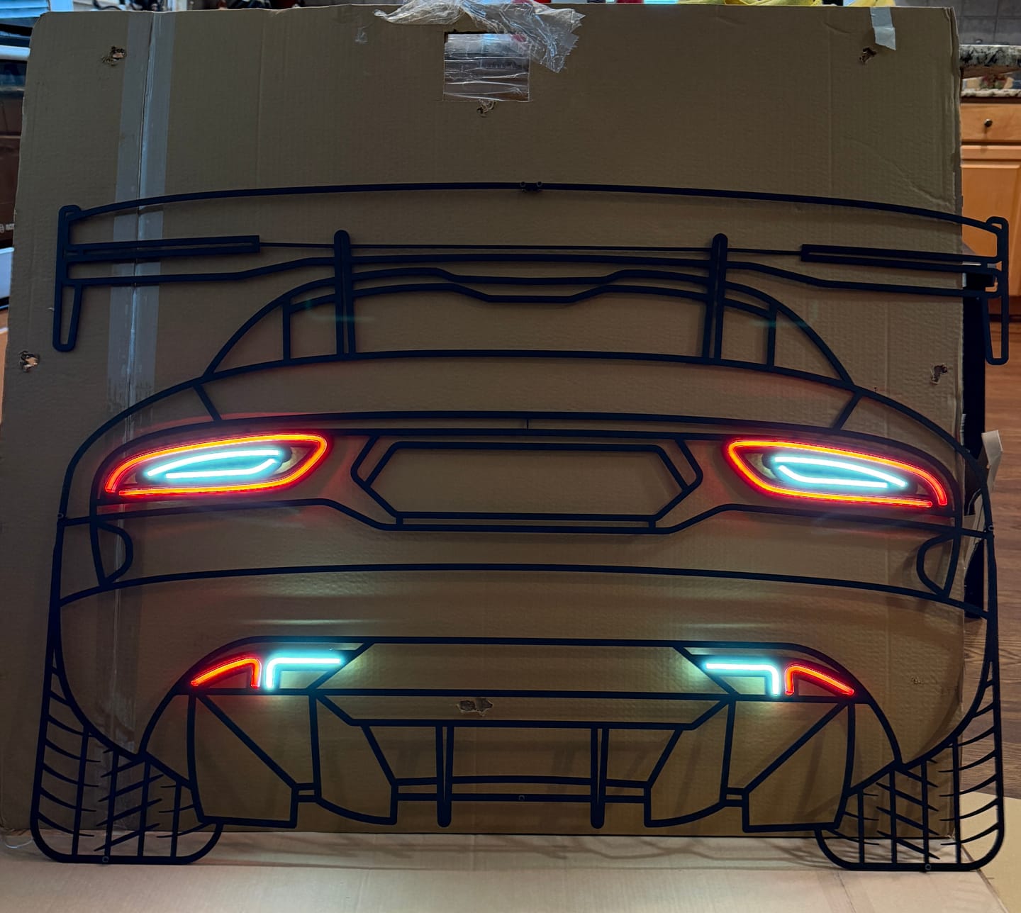 Customer photo review of Your Personalized Metal Neon Car Wall Art - MTN0112