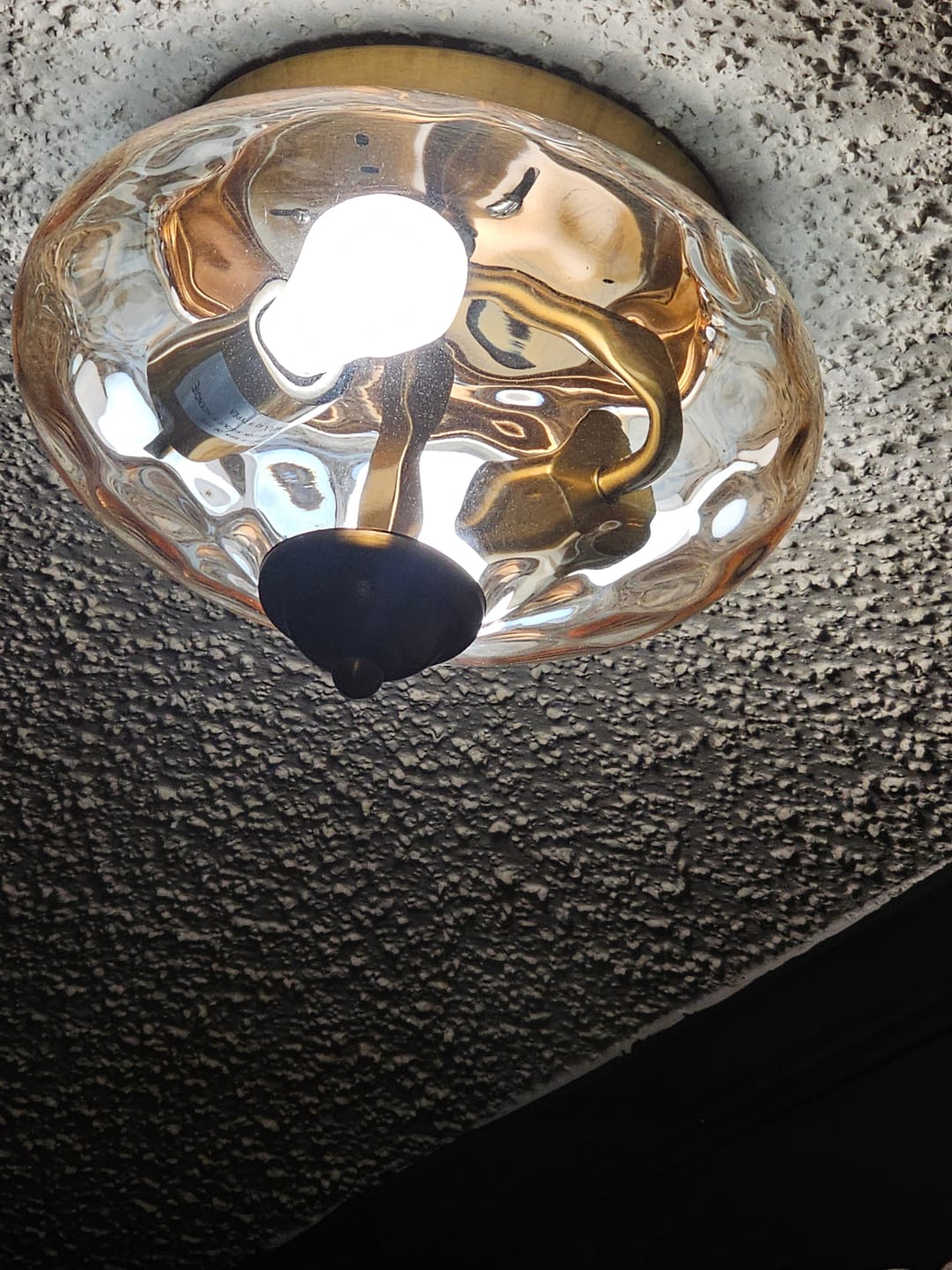 Customer photo review of 2-light Hammered Glass Flush Mount Ceiling Light
