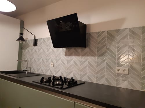 Customer photo review of Sticker Carrelage Zellige Vert Sauge Adhésive – Effet Carrelage