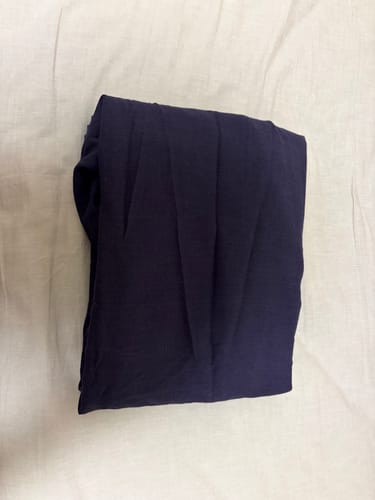 Customer photo review of Handmade Navy Blue Linen Maxi Skirt – High Waist with Pockets 1046