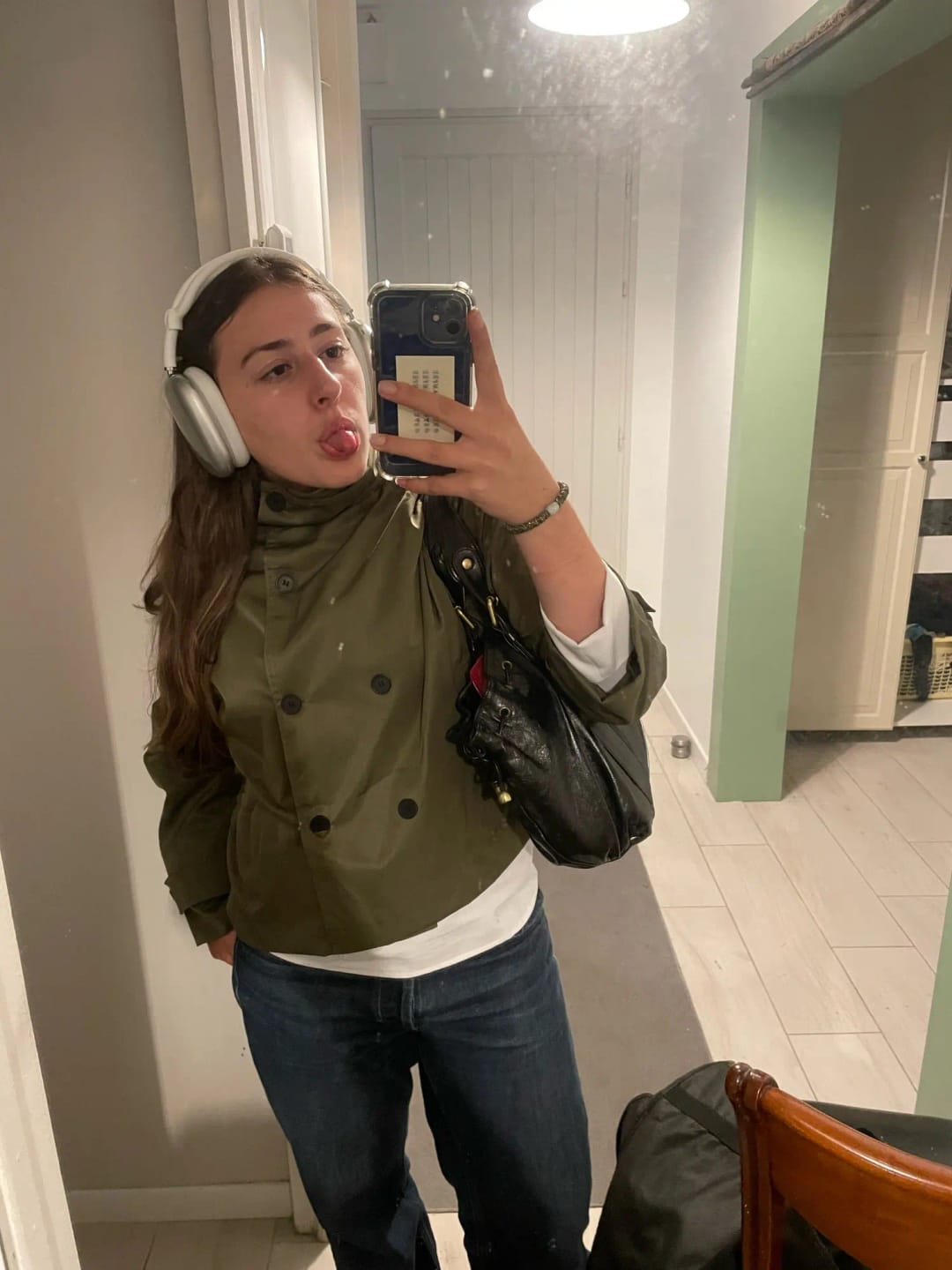 Customer photo review of Kiarra Stand Collar Crop Trenchcoat