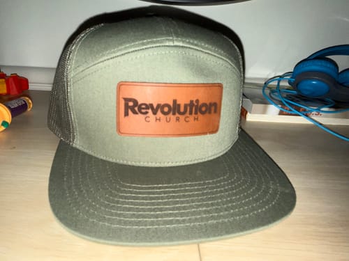 Customer photo review of Flat Bill Seven-Panel Leather Patch Hat - Richardson 168