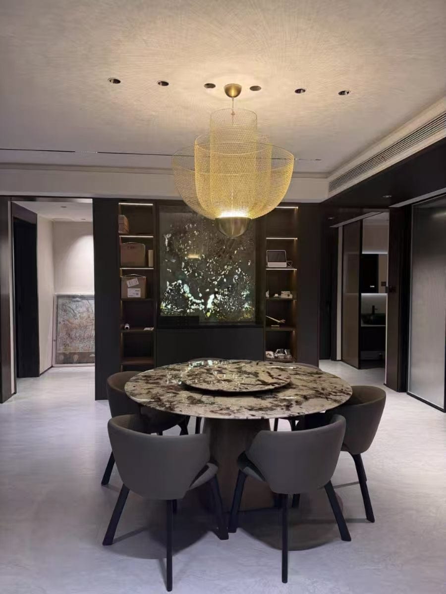 Customer photo review of Elegant Sculptural Meshmatics Wire Netting Chandelier
