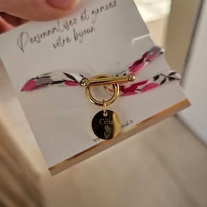Customer photo review of Bracelet liberty fermoir en T personnalisé médaille gravée