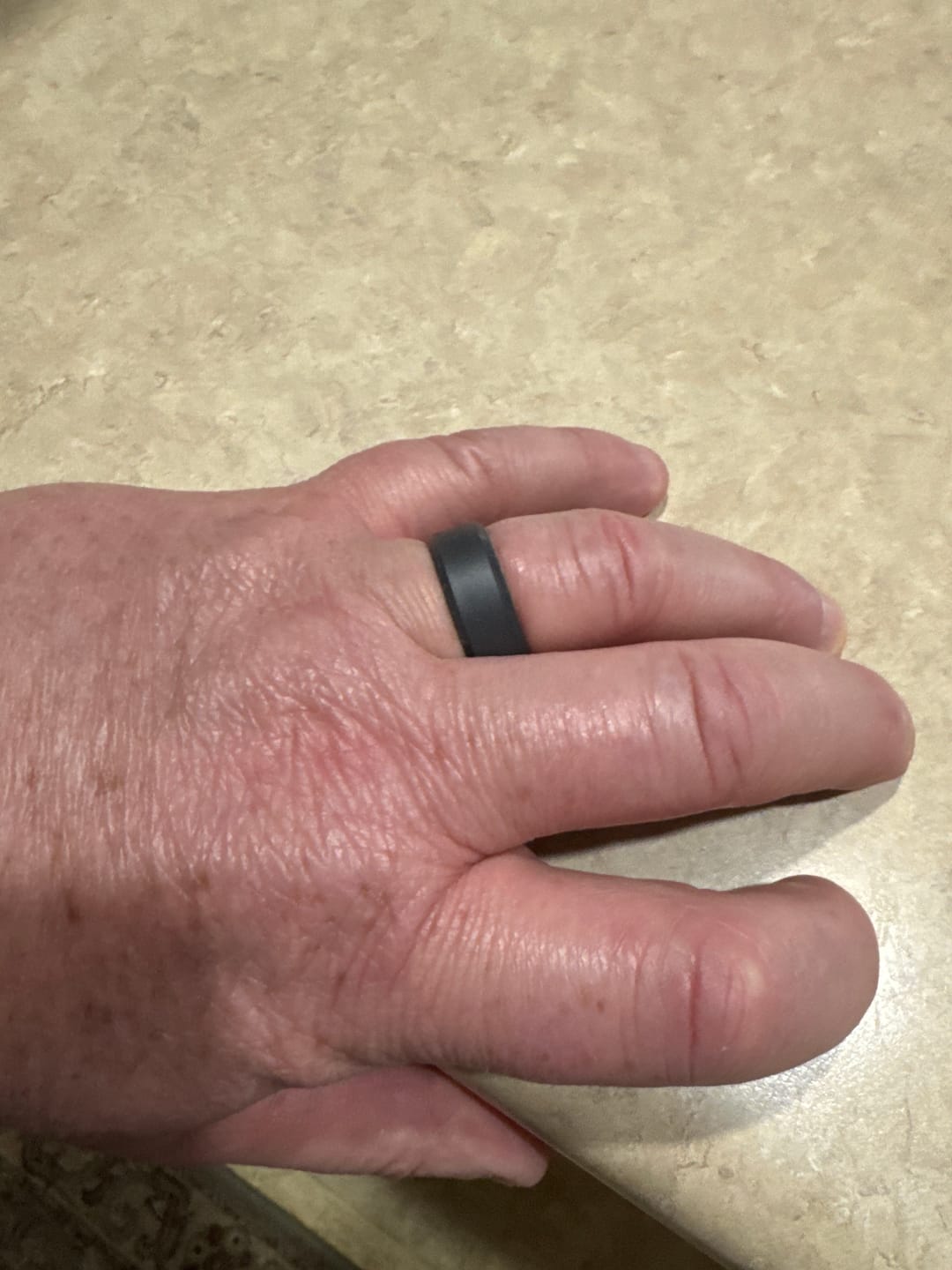 Customer photo review of Men's Tactical Silicone Rings, 9mm Wide 2.5mm Thick Rubber Wedding Bands for Him, Breathable Working Man's Performance Ring