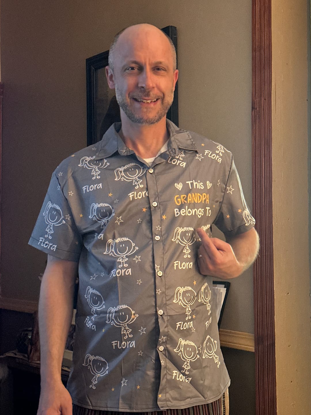 Customer photo review of Personalized Hawaiian Shirt- This Grandpa Belongs To Doodle