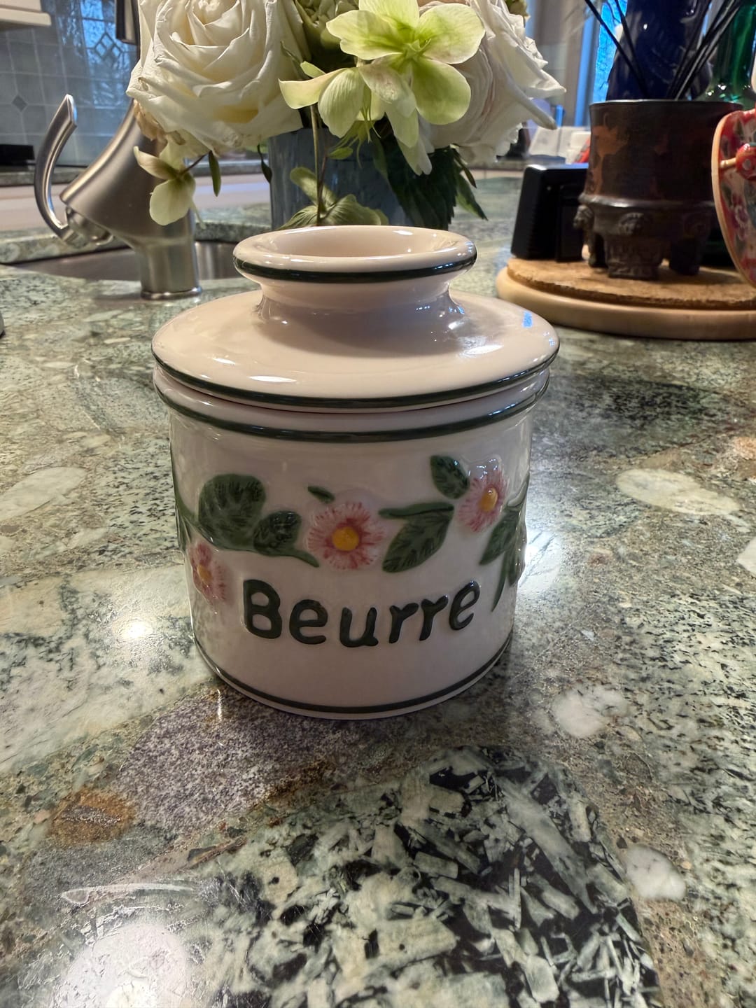 Customer photo review of The Original Hand Painted Raised Floral Butter Bell Crock