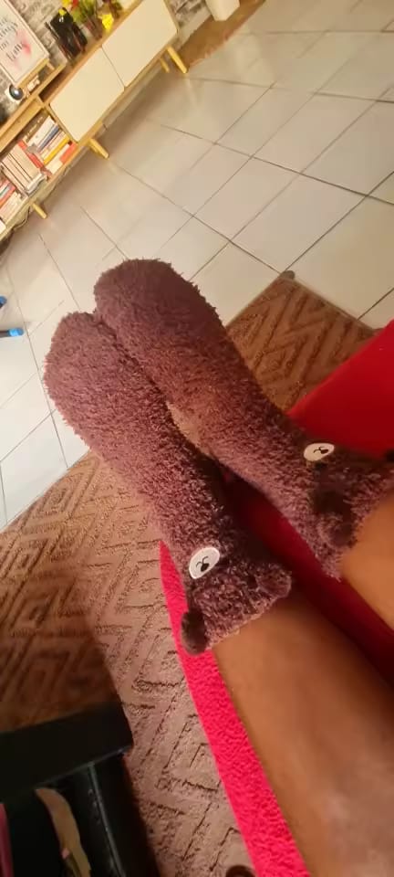 Customer photo review of Teddy Bear Fuzzy Socks Pack
