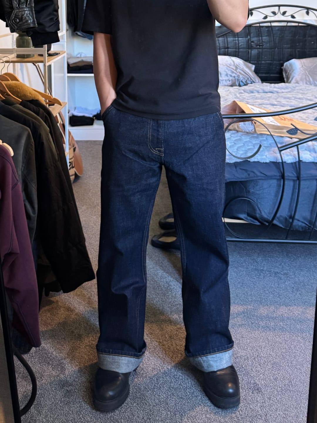 Customer photo review of 16.5OZ Classic Wide-Leg jeans
