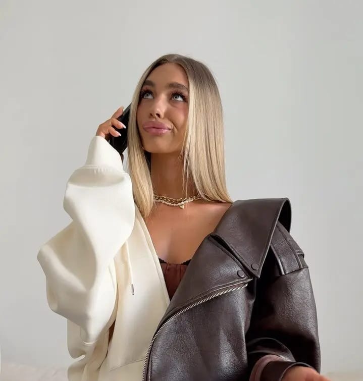 Customer photo review of Georgia Vegan Leather Jacket