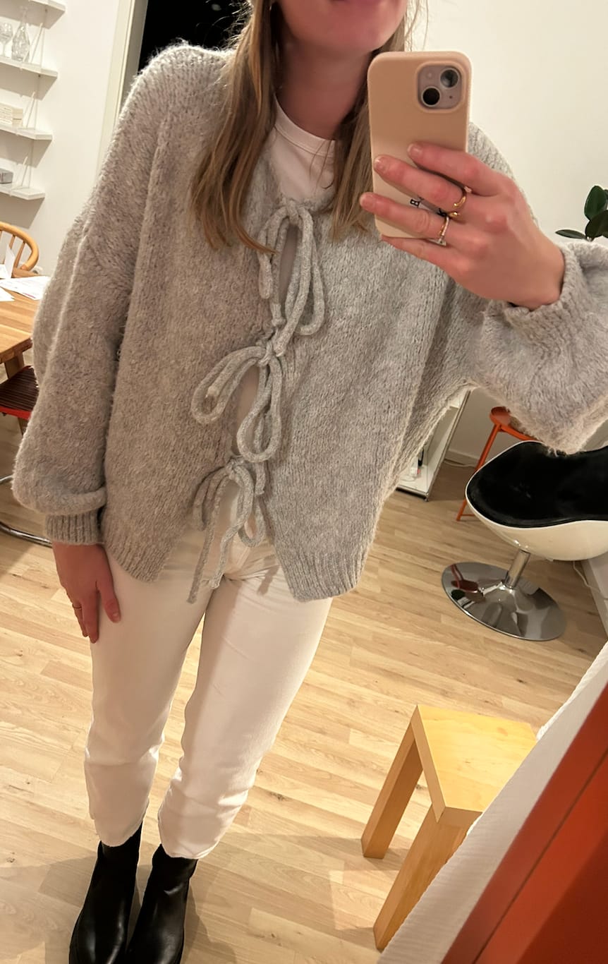 Customer photo review of Oversized Cardigan mit Schleifen
