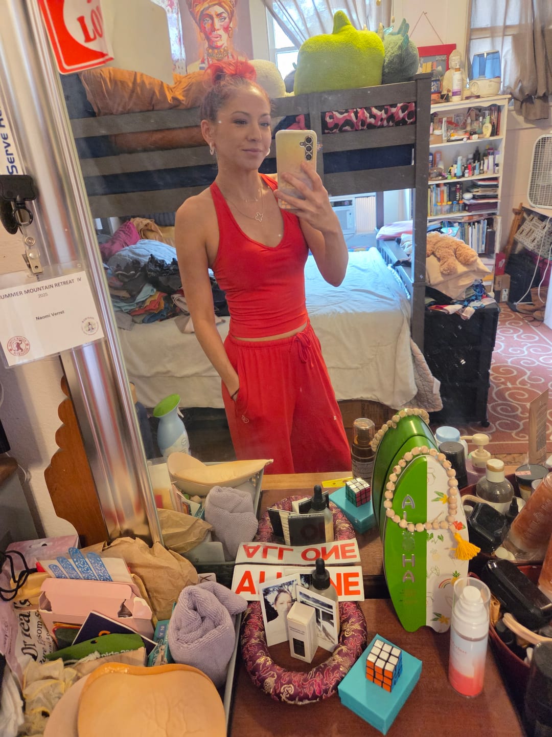 Customer photo review of Red Halter Lounge Pant Set